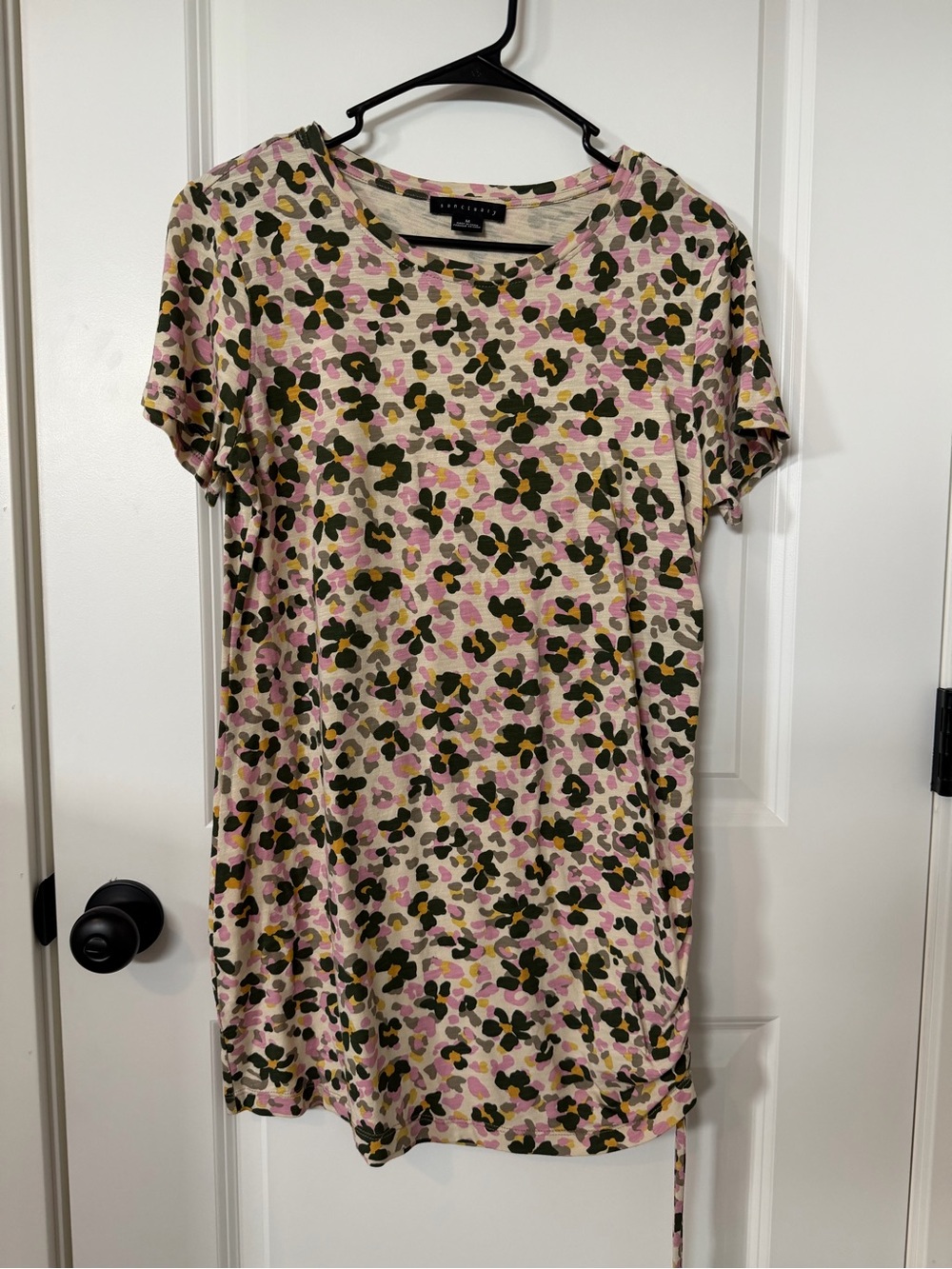 Sanctuary Soft Pink Floral Print Drawstring T-Shirt Dress Size S